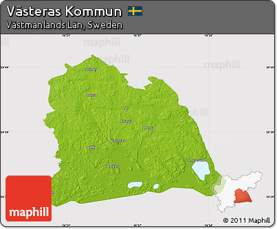 Physical Map of Västeras Kommun, cropped outside