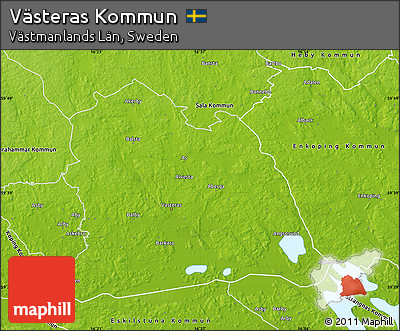 Physical Map of Västeras Kommun