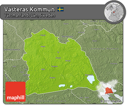 Physical Map of Västeras Kommun, semi-desaturated