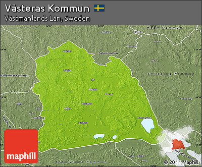 Physical Map of Västeras Kommun, semi-desaturated