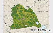 Satellite Map of Västeras Kommun, shaded relief outside