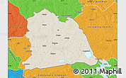 Shaded Relief Map of Västeras Kommun, political outside
