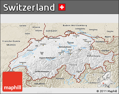 Classic Style 3D Map of Switzerland