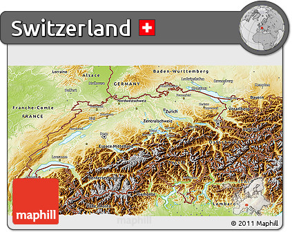 Physical 3D Map of Switzerland