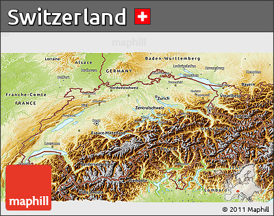 Physical 3D Map of Switzerland