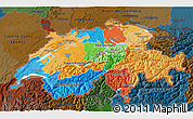 Political 3D Map of Switzerland, darken