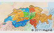 Political 3D Map of Switzerland, lighten