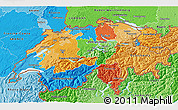 Political 3D Map of Switzerland, political shades outside