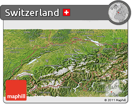Satellite 3D Map of Switzerland
