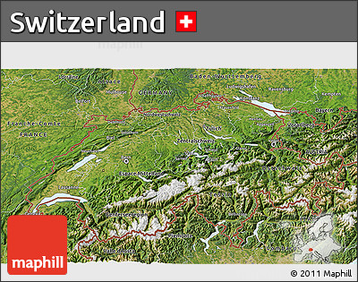 Satellite 3D Map of Switzerland