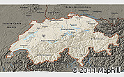 Shaded Relief 3D Map of Switzerland, darken