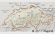 Shaded Relief 3D Map of Switzerland, semi-desaturated
