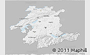 Gray 3D Map of Espace Mittelland, single color outside