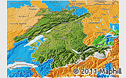 Satellite 3D Map of Espace Mittelland, political outside