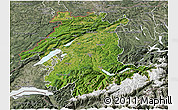 Satellite 3D Map of Espace Mittelland, semi-desaturated