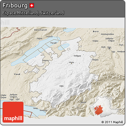 Classic Style 3D Map of Fribourg