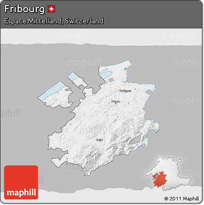 Gray 3D Map of Fribourg, single color outside