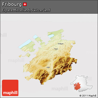 Physical 3D Map of Fribourg, cropped outside