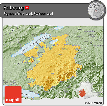 Savanna Style 3D Map of Fribourg