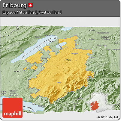 Savanna Style 3D Map of Fribourg