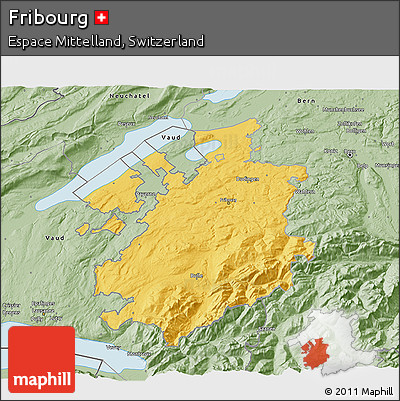 Savanna Style 3D Map of Fribourg