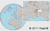 Gray Location Map of Fribourg, highlighted country