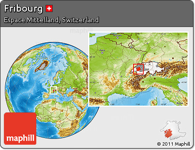 Physical Location Map of Fribourg, highlighted country, highlighted parent region
