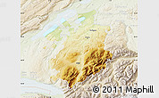 Physical Map of Fribourg, lighten