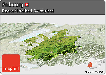 Satellite Panoramic Map of Fribourg, lighten