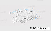 Silver Style Panoramic Map of Fribourg, single color outside