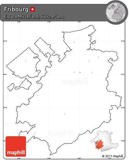 Blank Simple Map of Fribourg, cropped outside, no labels