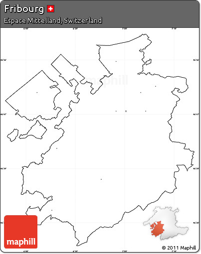 Blank Simple Map of Fribourg, cropped outside, no labels