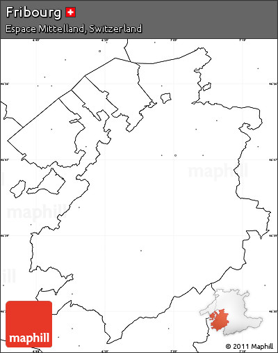 Blank Simple Map of Fribourg, no labels