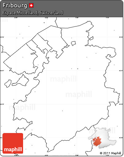 Blank Simple Map of Fribourg, no labels