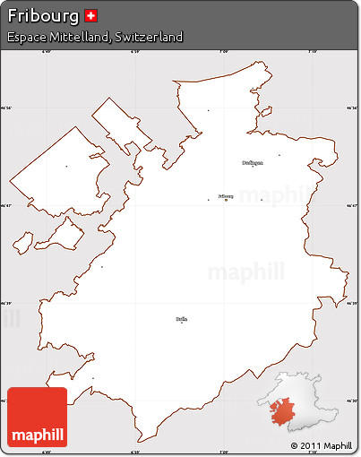Classic Style Simple Map of Fribourg, cropped outside