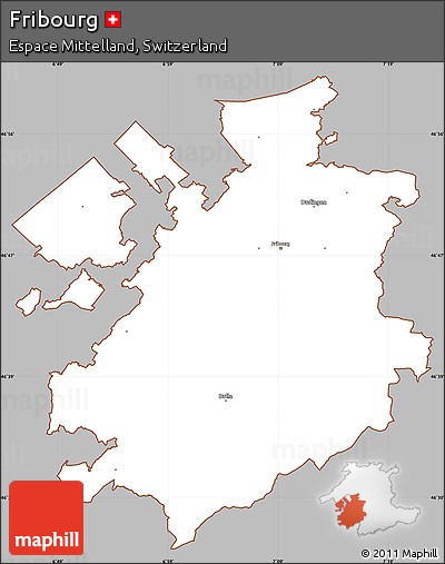 Gray Simple Map of Fribourg, cropped outside