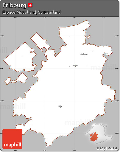 Gray Simple Map of Fribourg, cropped outside
