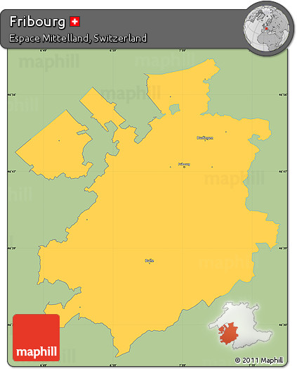 Savanna Style Simple Map of Fribourg, single color outside