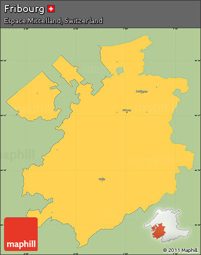 Savanna Style Simple Map of Fribourg, single color outside
