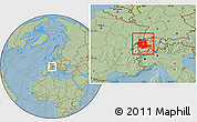 Savanna Style Location Map of Espace Mittelland, hill shading