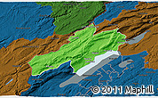 Political 3D Map of Neuchâtel, darken