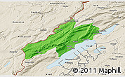 Political 3D Map of Neuchâtel, shaded relief outside