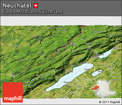 Satellite 3D Map of Neuchâtel
