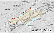 Shaded Relief 3D Map of Neuchâtel, desaturated