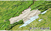 Shaded Relief 3D Map of Neuchâtel, satellite outside