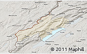 Shaded Relief 3D Map of Neuchâtel, semi-desaturated