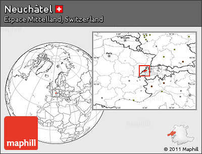 Blank Location Map of Neuchâtel, highlighted parent region