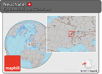 Gray Location Map of Neuchâtel