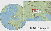 Savanna Style Location Map of Neuchâtel, highlighted country, highlighted parent region, within the entire country, hill shading