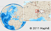 Shaded Relief Location Map of Neuchâtel, highlighted country, highlighted parent region